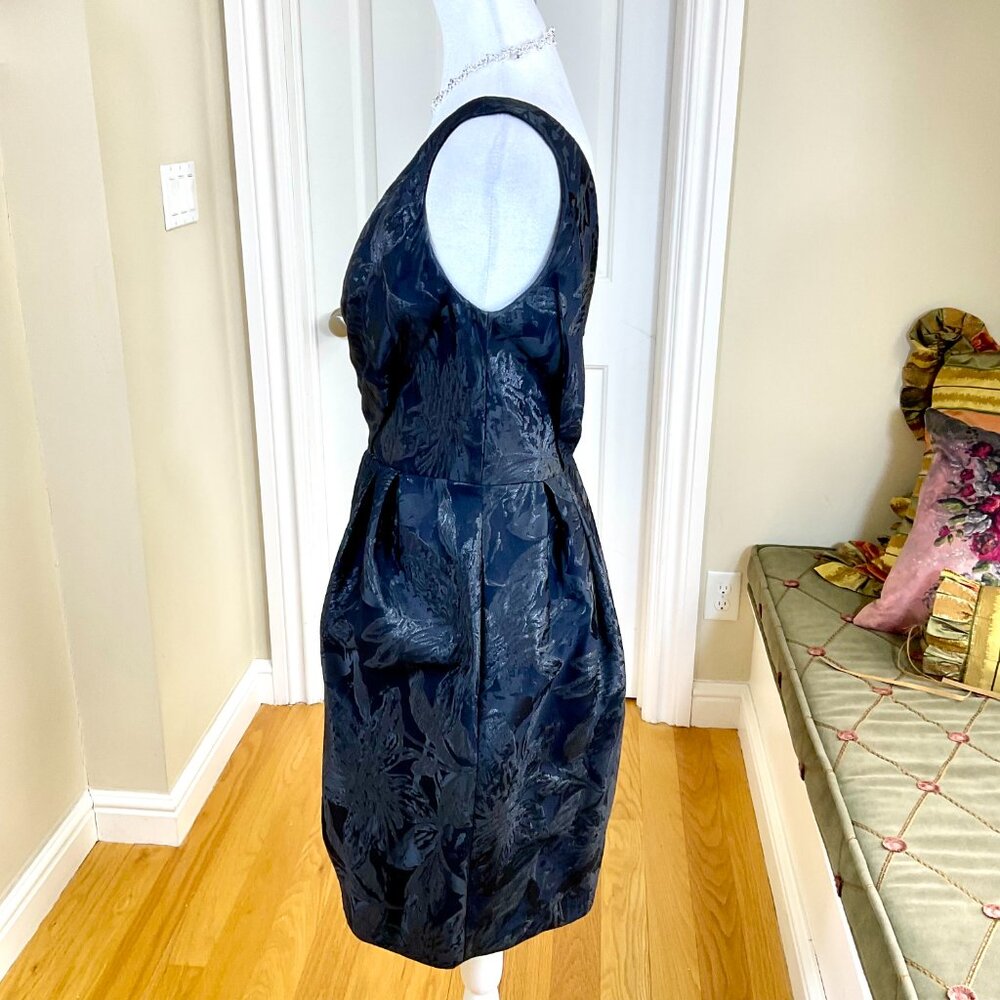 Vera Wang Dress Black Cocktail Satin Damask (6) - Picture 4 of 9